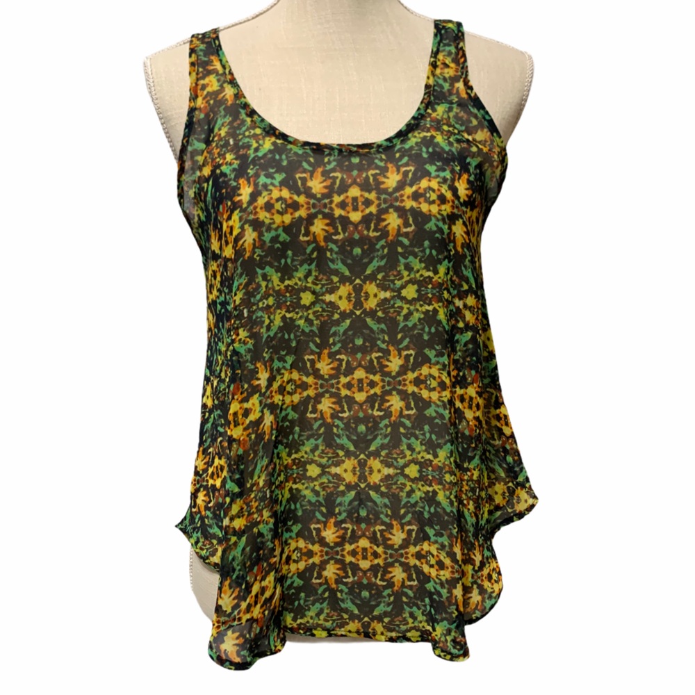 Lush Sheer Swing Tank Top Scoop Neck and Back